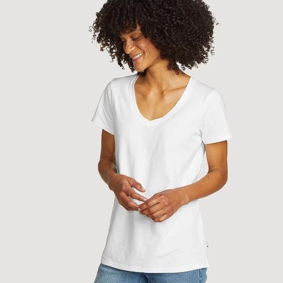 EDDIE BAUER Women's Tempo Light Short-Sleeve T-Shirt Size XL In White - Picture 1 of 8